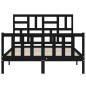 vidaXL Estructura cama de matrimonio con cabecero madera maciza negra vidaXL Estructura cama de matrimonio con cabecero madera maciza negra