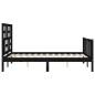 vidaXL Estructura cama de matrimonio con cabecero madera maciza negra vidaXL Estructura cama de matrimonio con cabecero madera maciza negra
