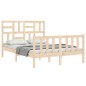 vidaXL Estructura de cama de matrimonio con cabecero madera maciza vidaXL Estructura de cama de matrimonio con cabecero madera maciza