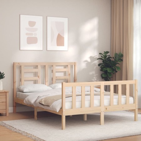 vidaXL Estructura de cama con cabecero madera maciza 140x190 cm