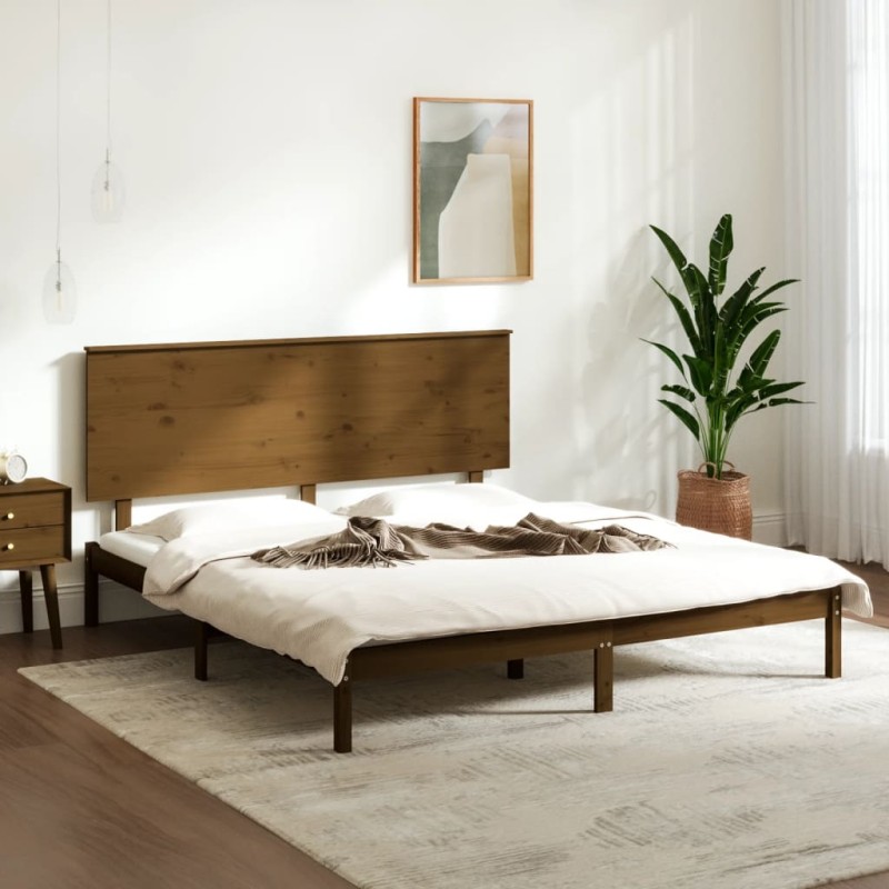 vidaXL Estructura de cama madera maciza de pino marrón miel 200x200 cm vidaXL Estructura de cama madera maciza de pino marrón miel 200x200 cm