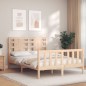 vidaXL Estructura de cama de matrimonio con cabecero madera maciza vidaXL Estructura de cama de matrimonio con cabecero madera maciza