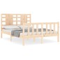 vidaXL Estructura de cama de matrimonio con cabecero madera maciza vidaXL Estructura de cama de matrimonio con cabecero madera maciza