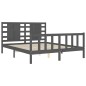 vidaXL Estructura de cama matrimonio con cabecero madera maciza gris