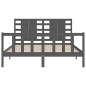 vidaXL Estructura de cama matrimonio con cabecero madera maciza gris