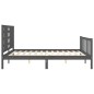 vidaXL Estructura de cama matrimonio con cabecero madera maciza gris
