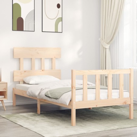 vidaXL Estructura de cama con cabecero madera maciza 90x200 cm
