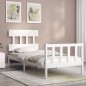 vidaXL Estructura de cama con cabecero madera maciza blanco vidaXL Estructura de cama con cabecero madera maciza blanco