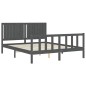 vidaXL Estructura de cama matrimonio con cabecero madera maciza gris