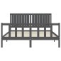vidaXL Estructura de cama matrimonio con cabecero madera maciza gris