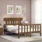 vidaXL Estructura de cama matrimonio con cabecero madera marrón miel