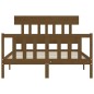 vidaXL Estructura de cama matrimonio con cabecero madera marrón miel