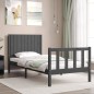 vidaXL Estructura de cama individual con cabecero madera maciza gris vidaXL Estructura de cama individual con cabecero madera maciza gris