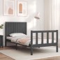 vidaXL Estructura de cama individual con cabecero madera maciza gris vidaXL Estructura de cama individual con cabecero madera maciza gris