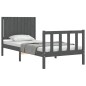vidaXL Estructura de cama individual con cabecero madera maciza gris vidaXL Estructura de cama individual con cabecero madera maciza gris