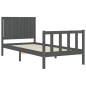vidaXL Estructura de cama individual con cabecero madera maciza gris vidaXL Estructura de cama individual con cabecero madera maciza gris