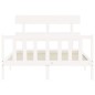 vidaXL Estructura de cama con cabecero madera maciza blanco 140x200 cm vidaXL Estructura de cama con cabecero madera maciza blanco 140x200 cm