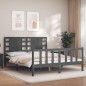vidaXL Estructura de cama con cabecero madera maciza gris 160x200 cm vidaXL Estructura de cama con cabecero madera maciza gris 160x200 cm
