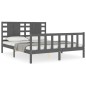 vidaXL Estructura de cama con cabecero madera maciza gris 160x200 cm vidaXL Estructura de cama con cabecero madera maciza gris 160x200 cm
