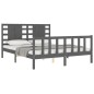 vidaXL Estructura de cama con cabecero madera maciza gris 160x200 cm vidaXL Estructura de cama con cabecero madera maciza gris 160x200 cm