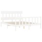 vidaXL Estructura de cama matrimonio con cabecero madera maciza blanco