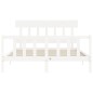 vidaXL Estructura de cama matrimonio con cabecero madera maciza blanco