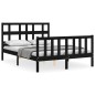 vidaXL Estructura cama de matrimonio con cabecero madera maciza negra