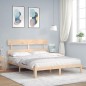 vidaXL Estructura de cama de matrimonio con cabecero madera maciza vidaXL Estructura de cama de matrimonio con cabecero madera maciza