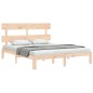 vidaXL Estructura de cama de matrimonio con cabecero madera maciza vidaXL Estructura de cama de matrimonio con cabecero madera maciza