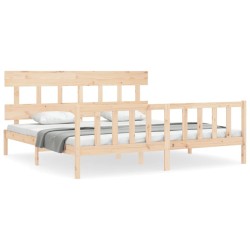 vidaXL Estructura de cama con cabecero madera maciza 200x200 cm