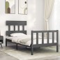 vidaXL Estructura de cama con cabecero madera maciza gris 100x200 cm