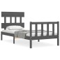 vidaXL Estructura de cama con cabecero madera maciza gris 100x200 cm