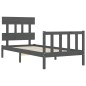vidaXL Estructura de cama con cabecero madera maciza gris 100x200 cm