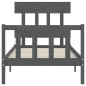 vidaXL Estructura de cama con cabecero madera maciza gris 100x200 cm