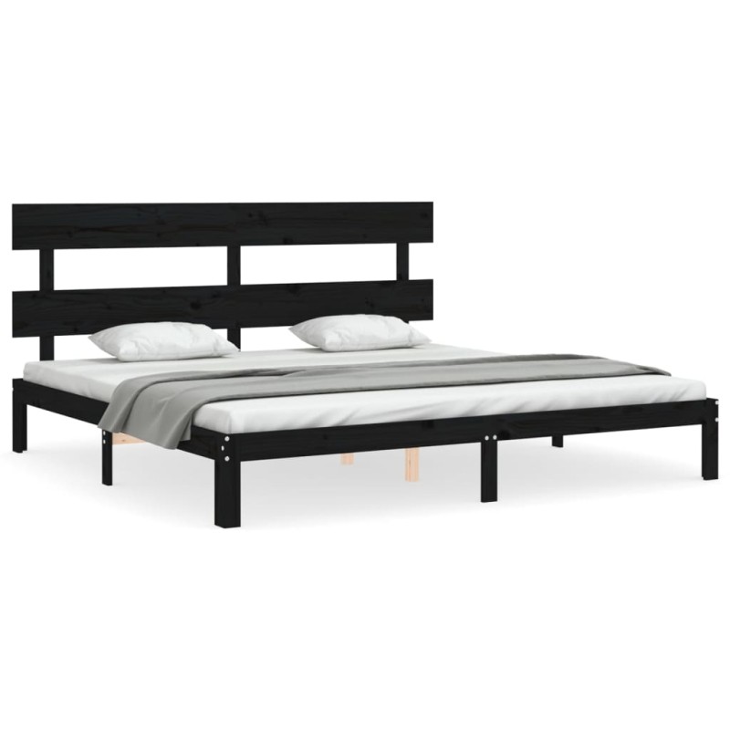 vidaXL Estructura de cama con cabecero madera maciza negro 200x200 cm