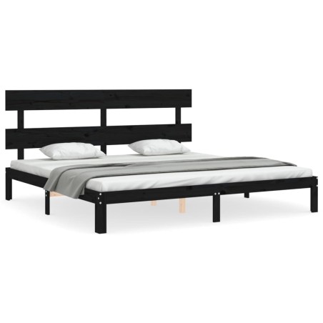 vidaXL Estructura de cama con cabecero madera maciza negro 200x200 cm