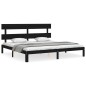 vidaXL Estructura de cama con cabecero madera maciza negro 200x200 cm