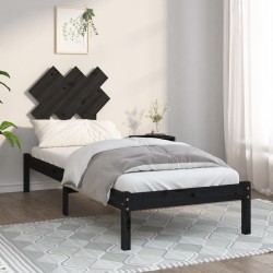 vidaXL Estructura de cama individual de madera maciza negro 75x190 cm