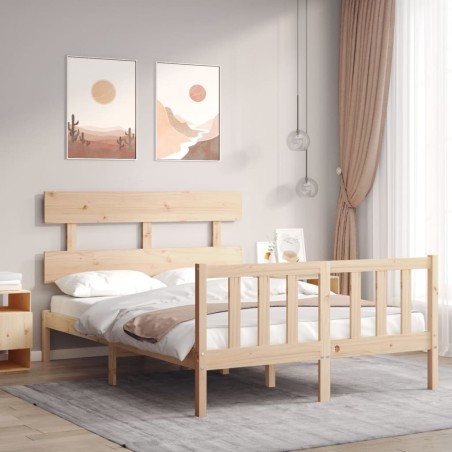 vidaXL Estructura de cama con cabecero madera maciza 140x190 cm