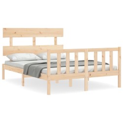 vidaXL Estructura de cama con cabecero madera maciza 140x190 cm