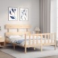 vidaXL Estructura de cama con cabecero madera maciza 140x190 cm vidaXL Estructura de cama con cabecero madera maciza 140x190 cm