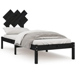 vidaXL Estructura de cama individual de madera maciza negro 75x190 cm