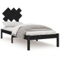 vidaXL Estructura de cama individual de madera maciza negro 75x190 cm