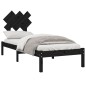 vidaXL Estructura de cama individual de madera maciza negro 75x190 cm