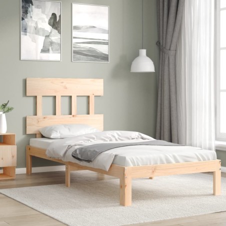 vidaXL Estructura de cama con cabecero madera maciza 90x200 cm