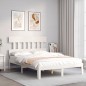 vidaXL Estructura de cama con cabecero madera maciza blanco 140x200 cm
