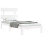 vidaXL Estructura de cama con cabecero madera maciza blanco 90x200 cm vidaXL Estructura de cama con cabecero madera maciza blanco 90x200 cm
