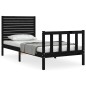 vidaXL Estructura de cama con cabecero madera maciza negro 90x200 cm vidaXL Estructura de cama con cabecero madera maciza negro 90x200 cm