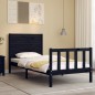 vidaXL Estructura de cama con cabecero madera maciza negro 90x200 cm vidaXL Estructura de cama con cabecero madera maciza negro 90x200 cm