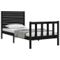vidaXL Estructura de cama con cabecero madera maciza negro 90x200 cm vidaXL Estructura de cama con cabecero madera maciza negro 90x200 cm